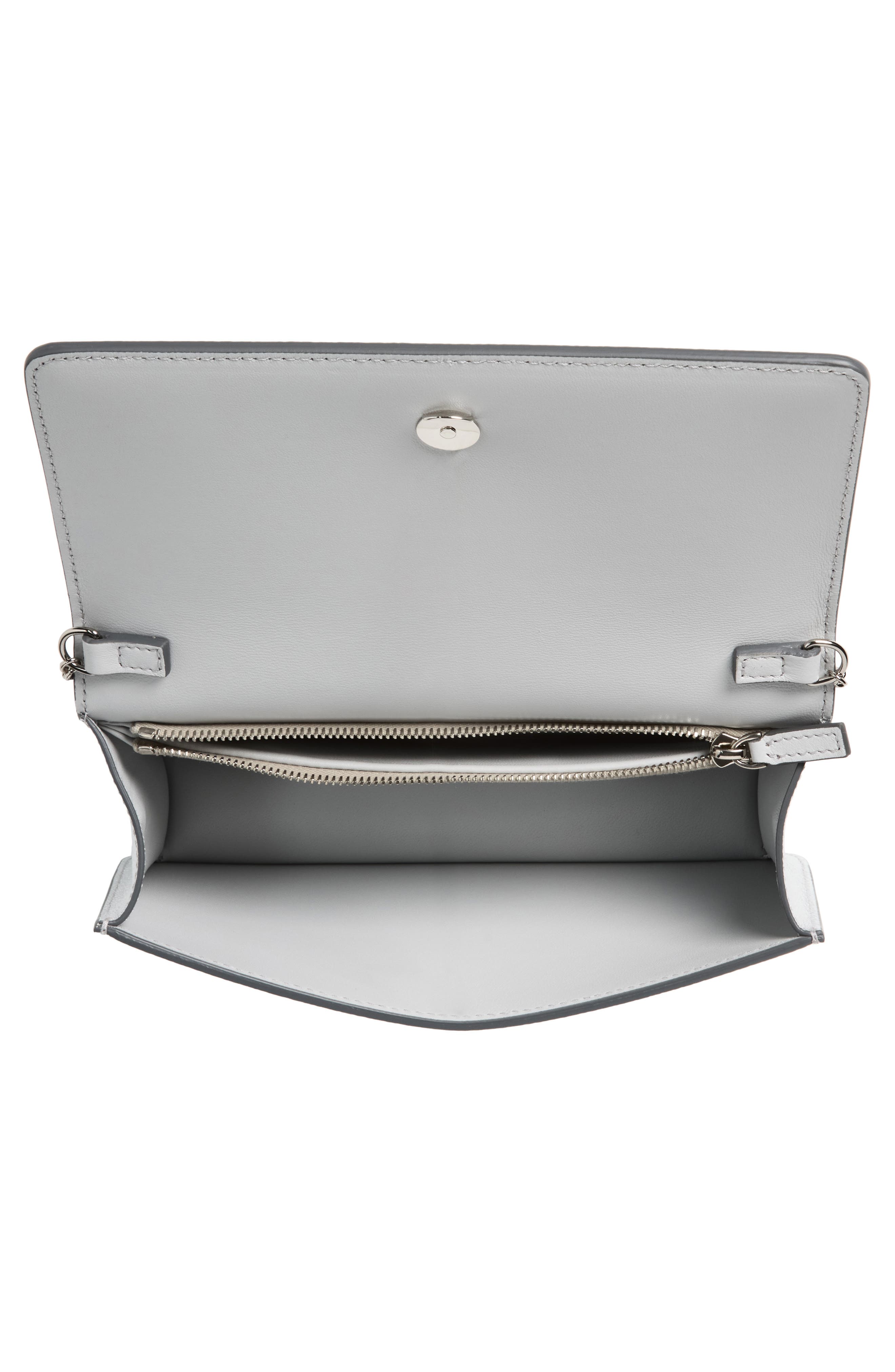 Valentino Garavani Mini VLOGO Metallic Leather Shoulder Bag, Alternate, color, Silver