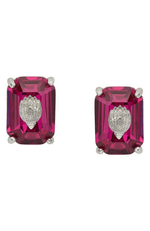 Emerald Cut Crystal Eagle's Head Stud Earrings