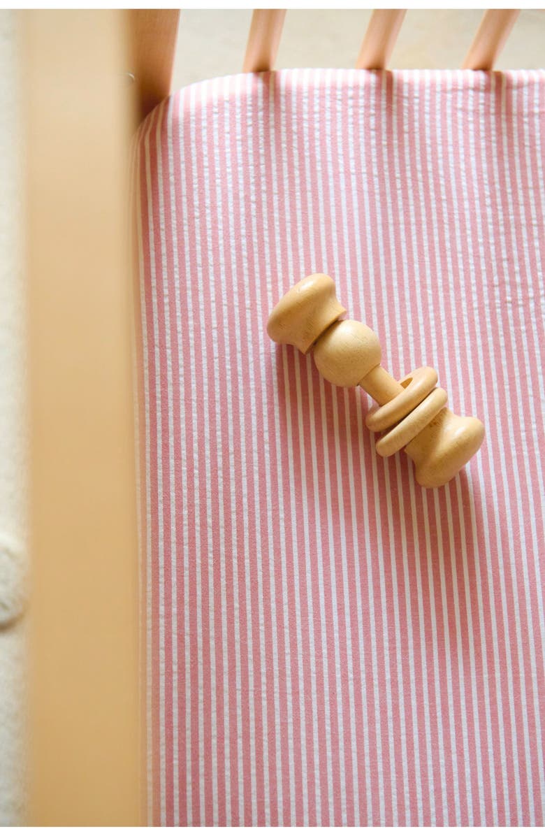 Pehr Organic Cotton Seersucker Crib Sheet, Alternate, color, Anchor Red