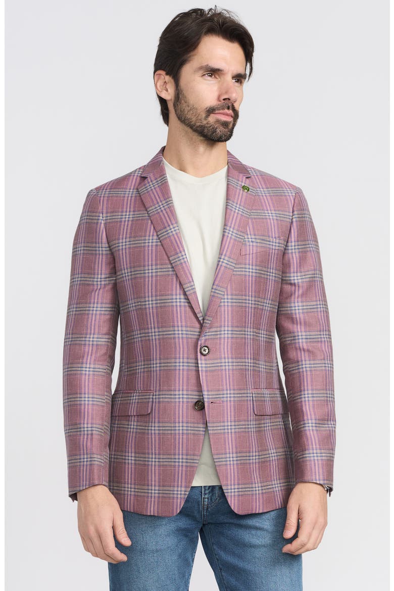 Plaid Wool Blend Sport Coat, Alternate, color, ROSE