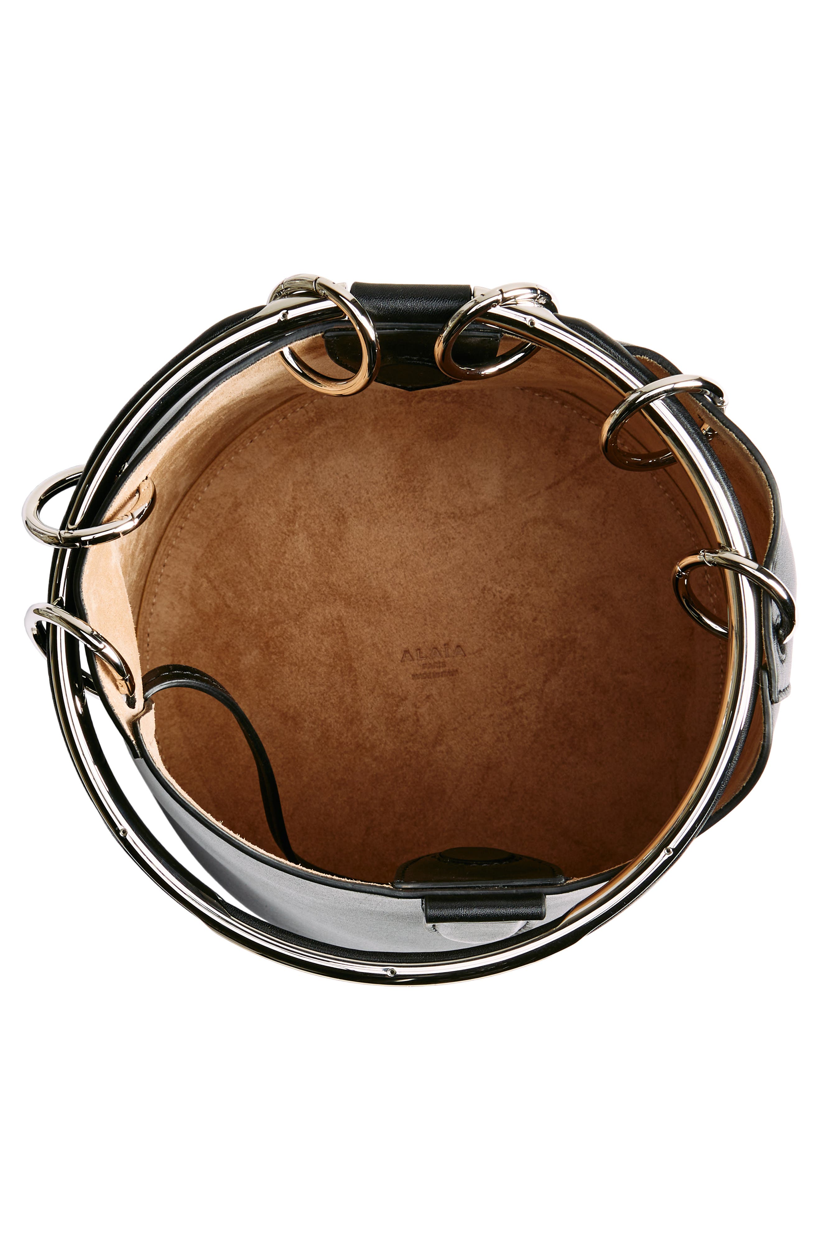 Alaïa Medium Ring Handle Bucket Bag, Alternate, color, 