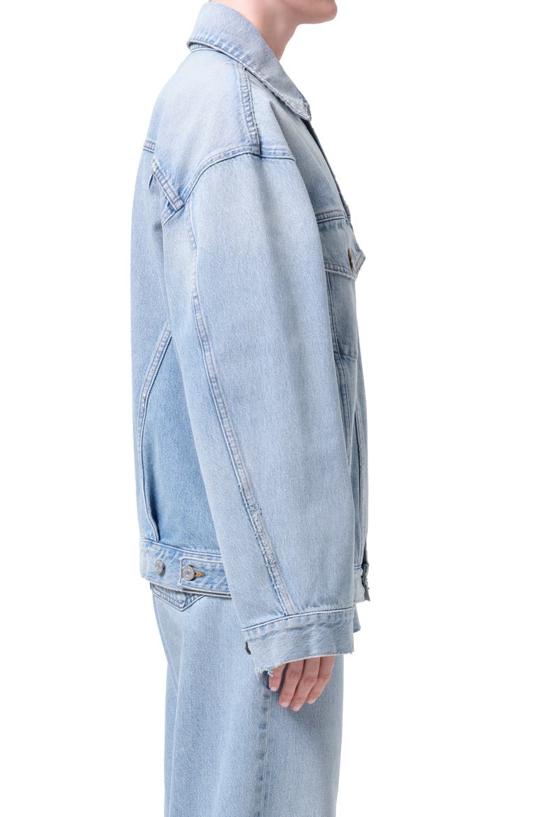 Evin Oversize Denim Trucker Jacket, Alternate, color, SCROLL LIGHT INDIGO
