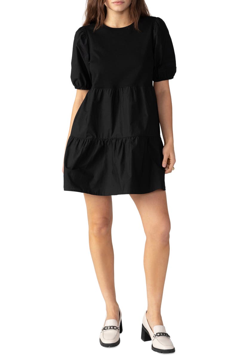 Sanctuary Puff Sleeve Mixed Media Dress, Alternate, color, 