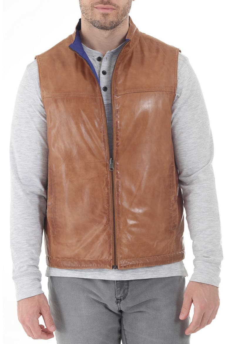 Lambskin Reversible Vest, Main, color, CAMEL