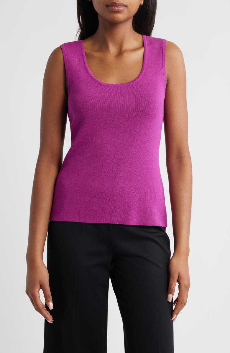 Tahari ASL Scoop Neck Sweater Tank, Main, color, Wild Berry