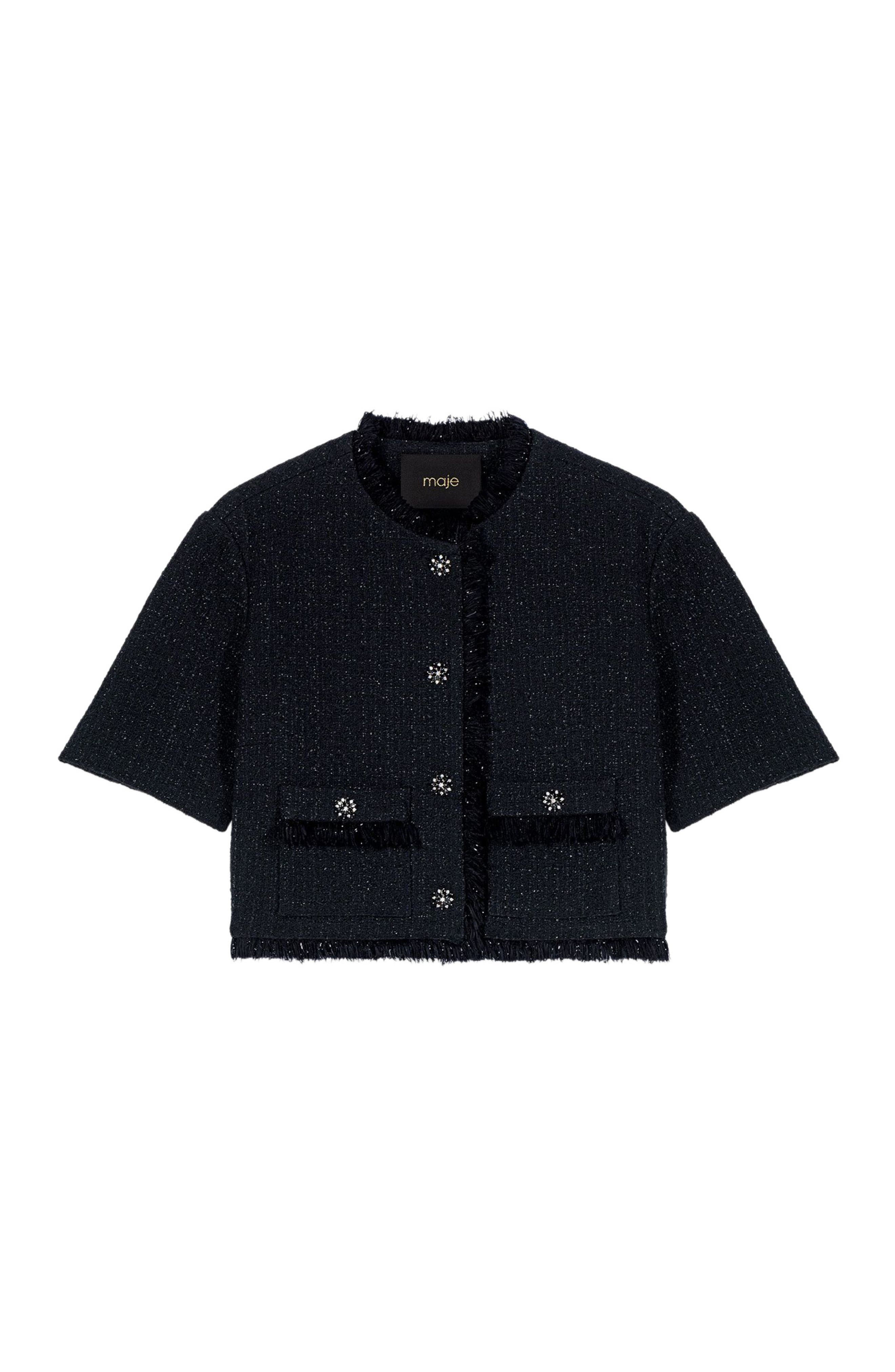 Short shiny tweed jacket