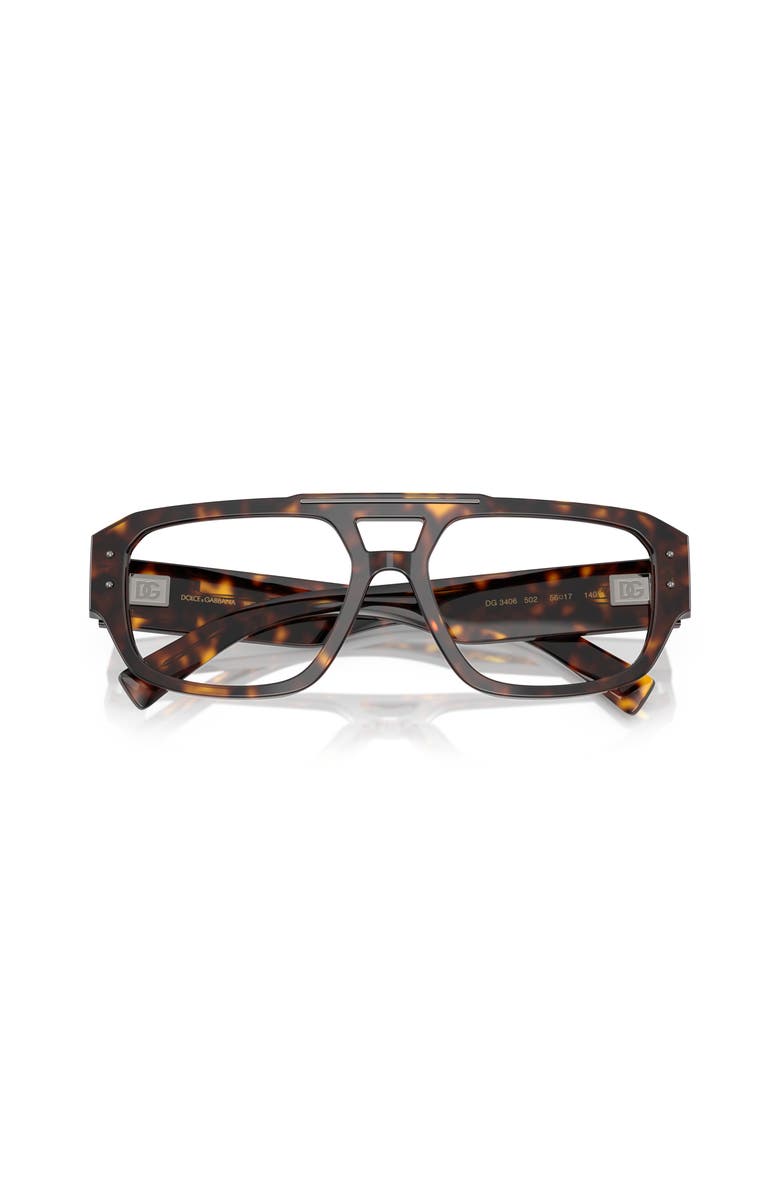 Dolce&Gabbana 56mm Pilot optical glasses, Alternate, color, Tortoise