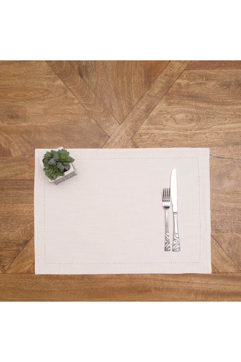 Set of 6 Placemats 100% Cotton 14" x 20", Alternate, color, White