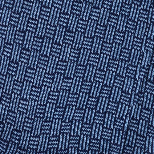 Trafalgar Horatio Cross Hatch Design Mid-calf Mercerized Cotton Socks In Navy With Sky Blue