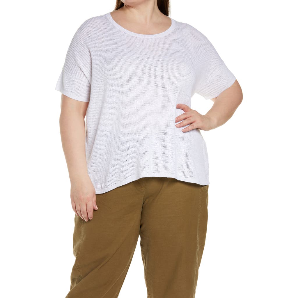 Eileen Fisher Short Sleeve Organic Linen & Organic Cotton Sweater