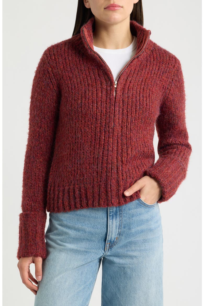 Front Zip Cardigan, Alternate, color, BORDEAUX
