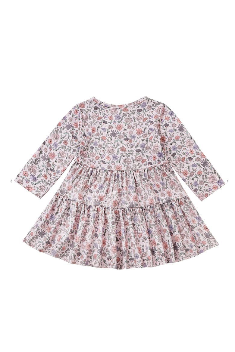 Whimsical Wildflower Long Sleeve Floral Tiered Dress, Alternate, color, Pink