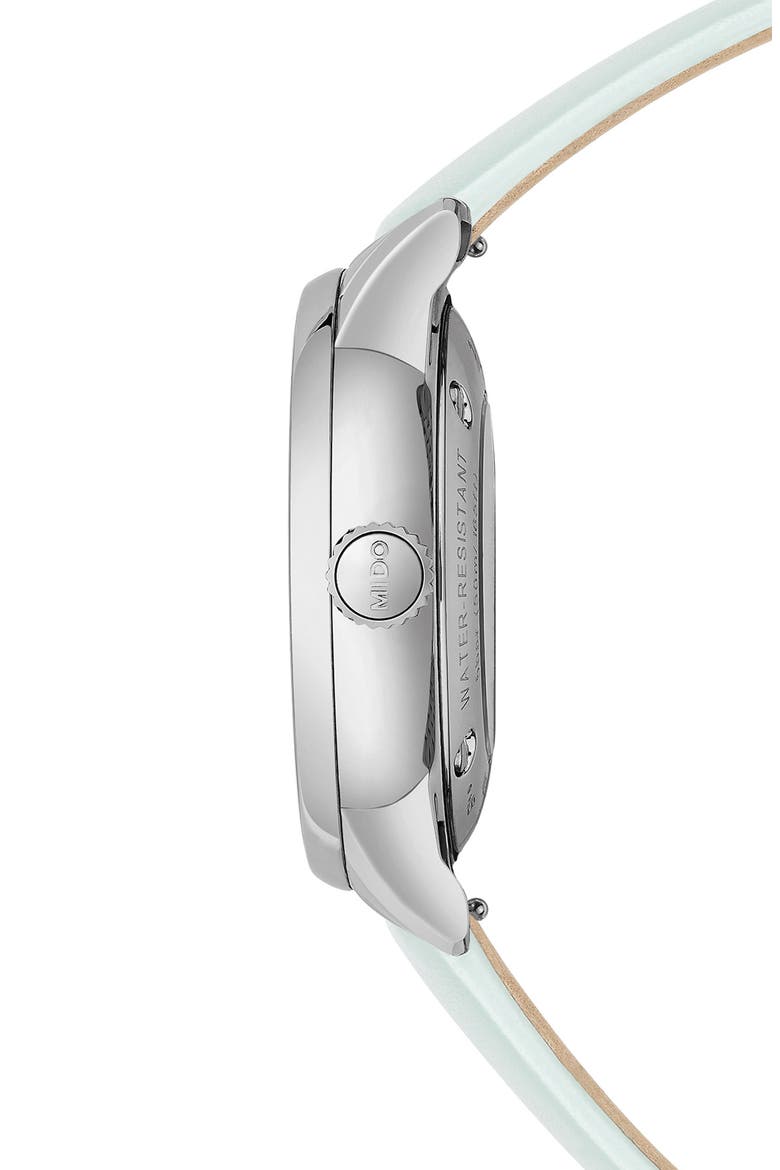 Baroncelli Signature Lady Colors Leather Strap Watch, 30mm, Alternate, color, MOTHER OF PEARL/ MULTI