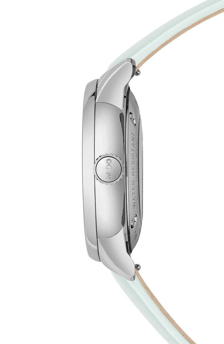 MIDO Baroncelli Signature Lady Colors Leather Strap Watch, 30mm, Alternate, color, Mother Of Pearl/ Multi