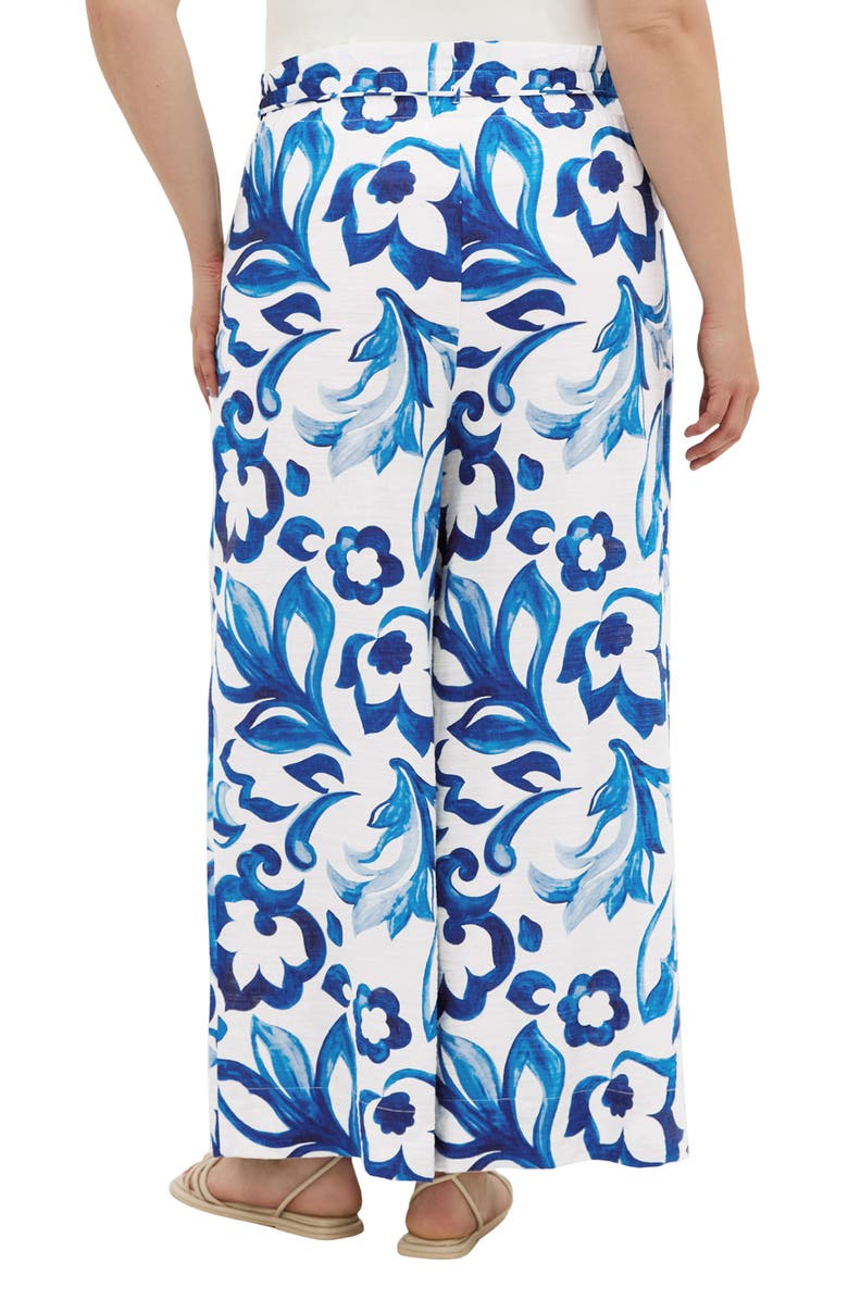 City Chic Resort Print Paperbag Waist Wide Leg Pants, Alternate, color, 