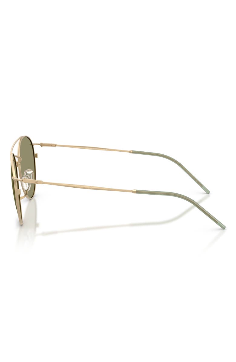 ARMANI 53mm Round Sunglasses, Alternate, color, Matte Pale Gold / Green