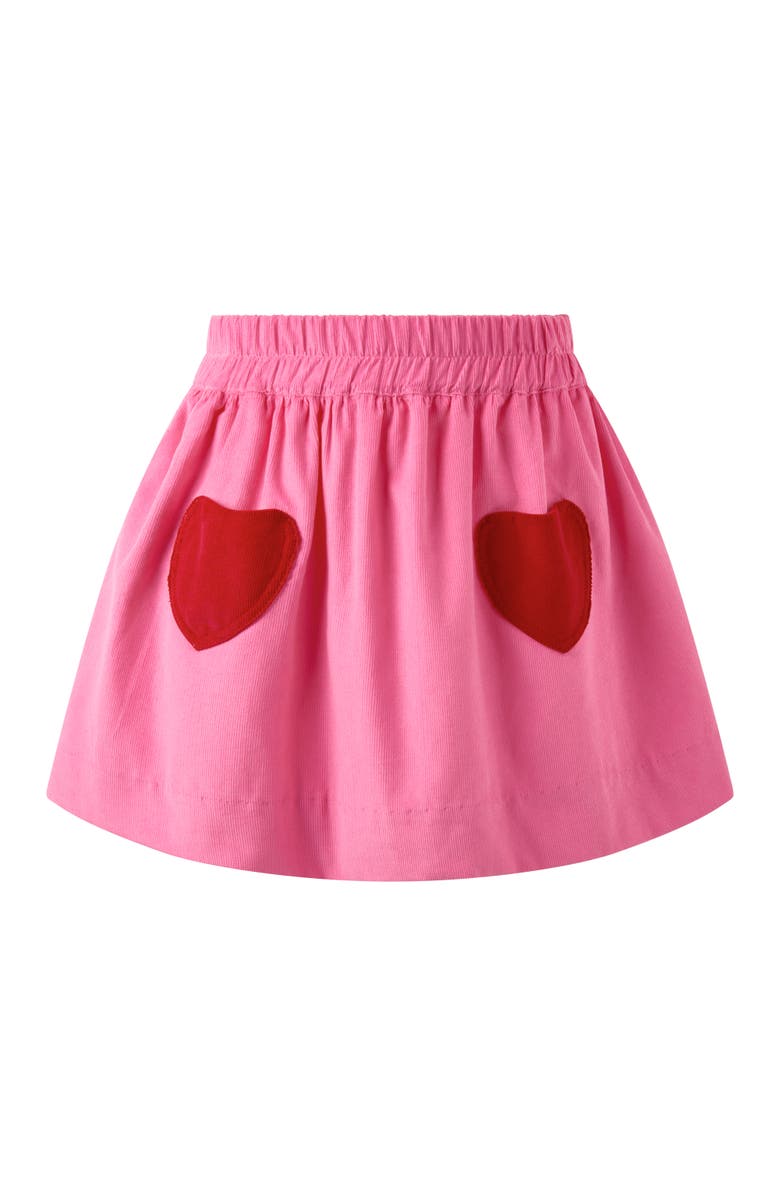 Rachel Riley Heart Pocket Babycord Skirt, Main, color, Pink