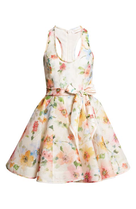 Alchemy Racerback Linen & Silk Skater Minidress (Regular & Petite)