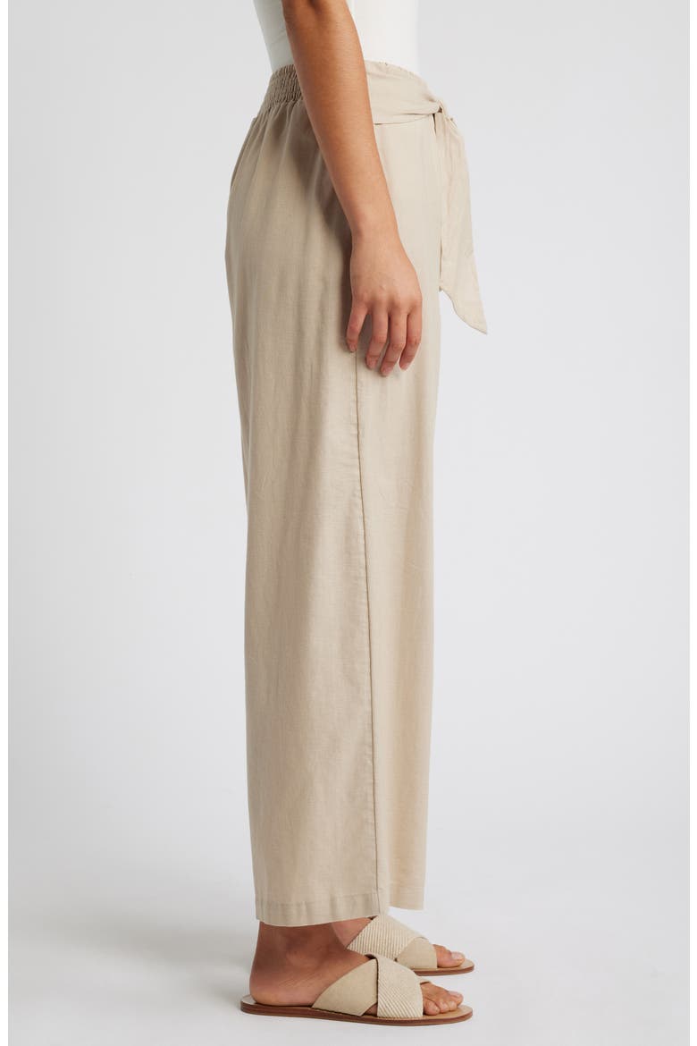 Florencia Tie Waist Wide Leg Cotton & Linen Pants, Alternate, color, AIRDRY CLAY