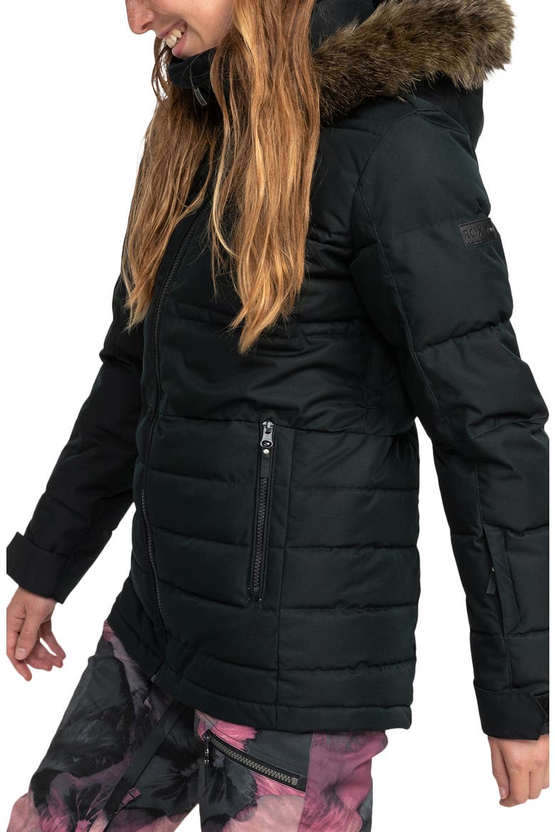 Quinn Durable Water Repellent Snow Jacket with Faux Fur Hood, Alternate, color, TRUE BLACK