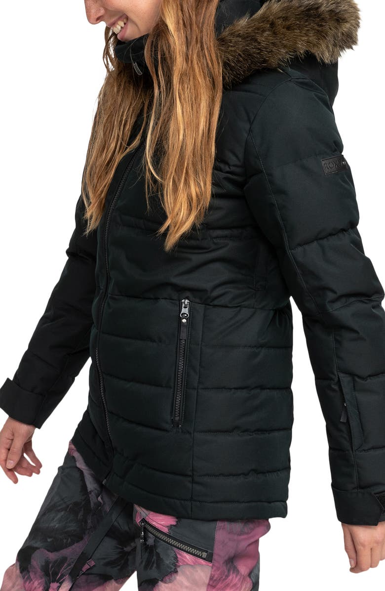 Roxy Quinn Durable Water Repellent Snow Jacket with Faux Fur Hood, Alternate, color, 