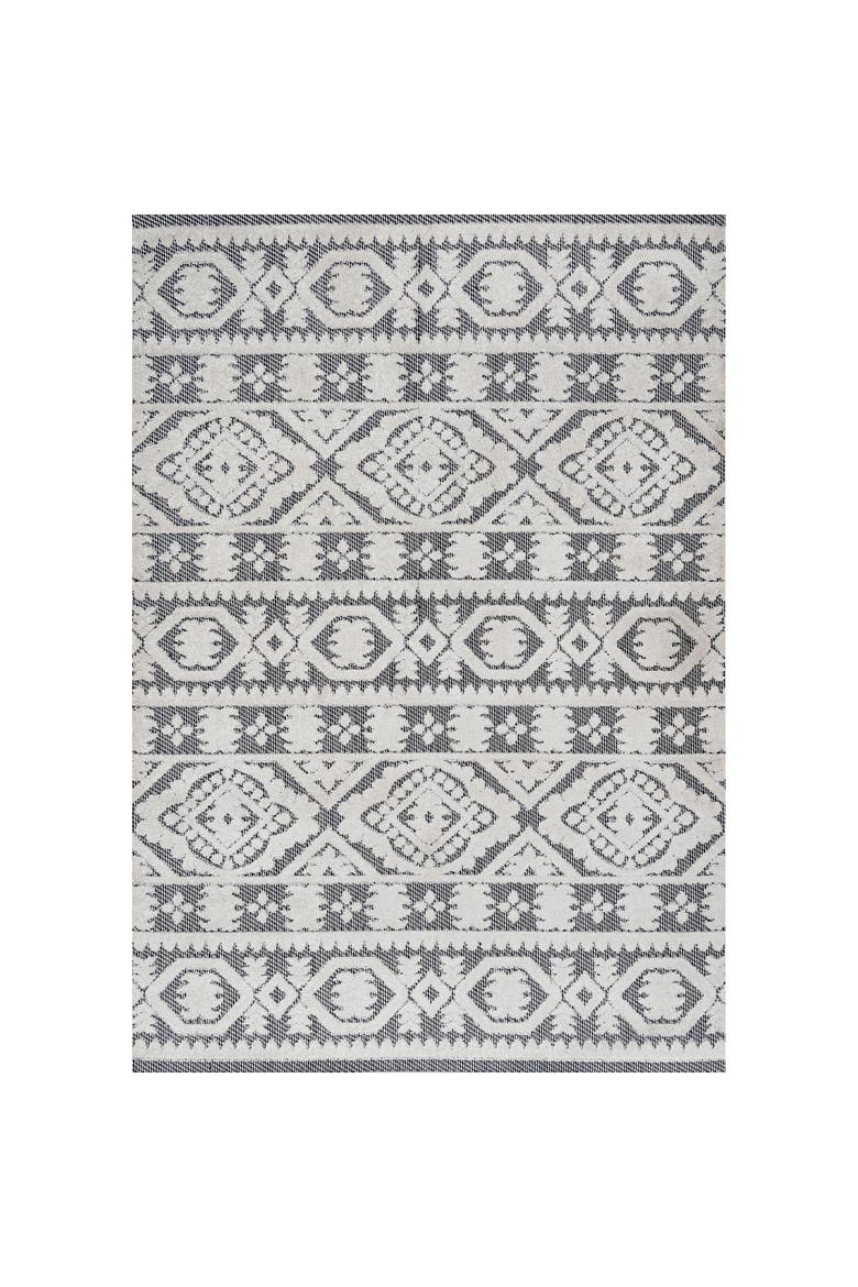 Citta High-Low Pile Mediterranean Tile Indoor/Outdoor Area Rug, Main, color, White/Black