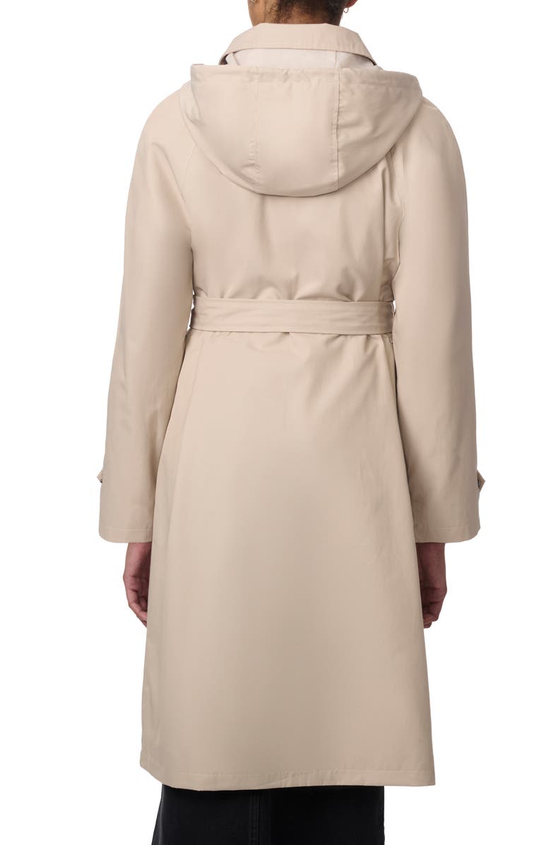 Bernardo Water Resistant Tie Belt Packable Raincoat, Alternate, color, Taupe