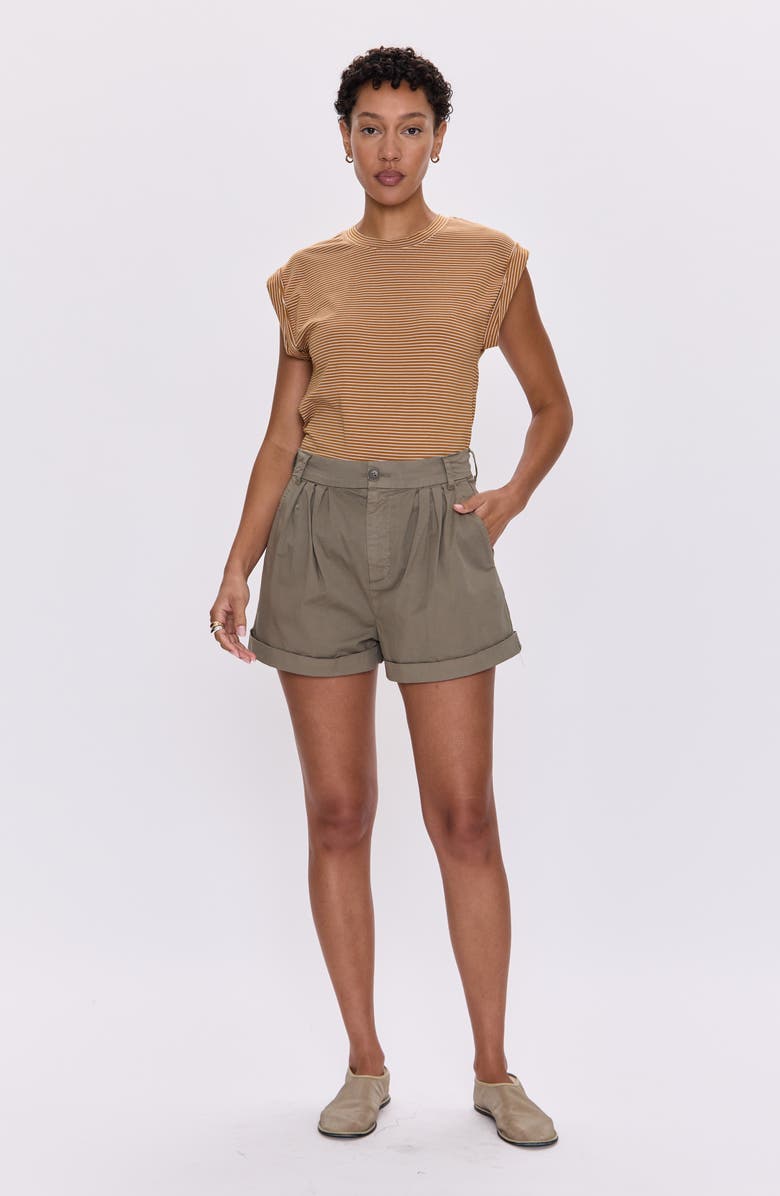 Pistola Felix High Waist Stretch Cotton Shorts, Alternate, color, Soft Moss