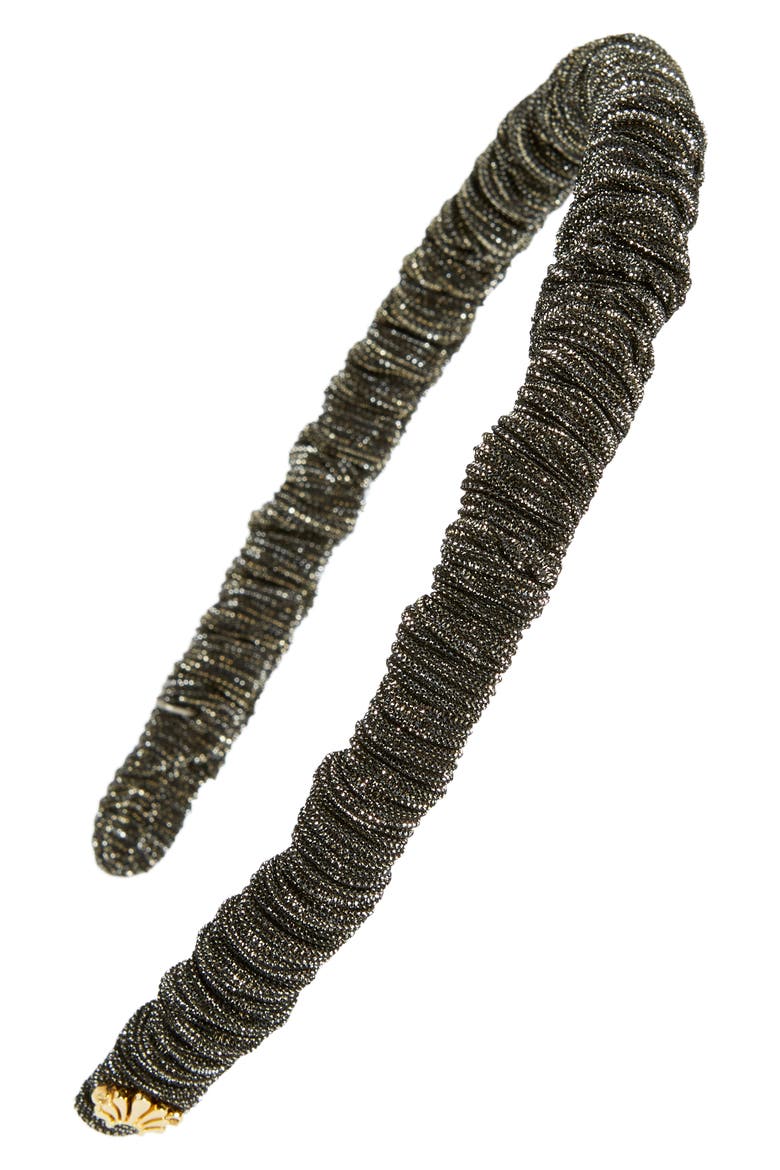Jessie Metallic Slim Headband, Main, color, JET