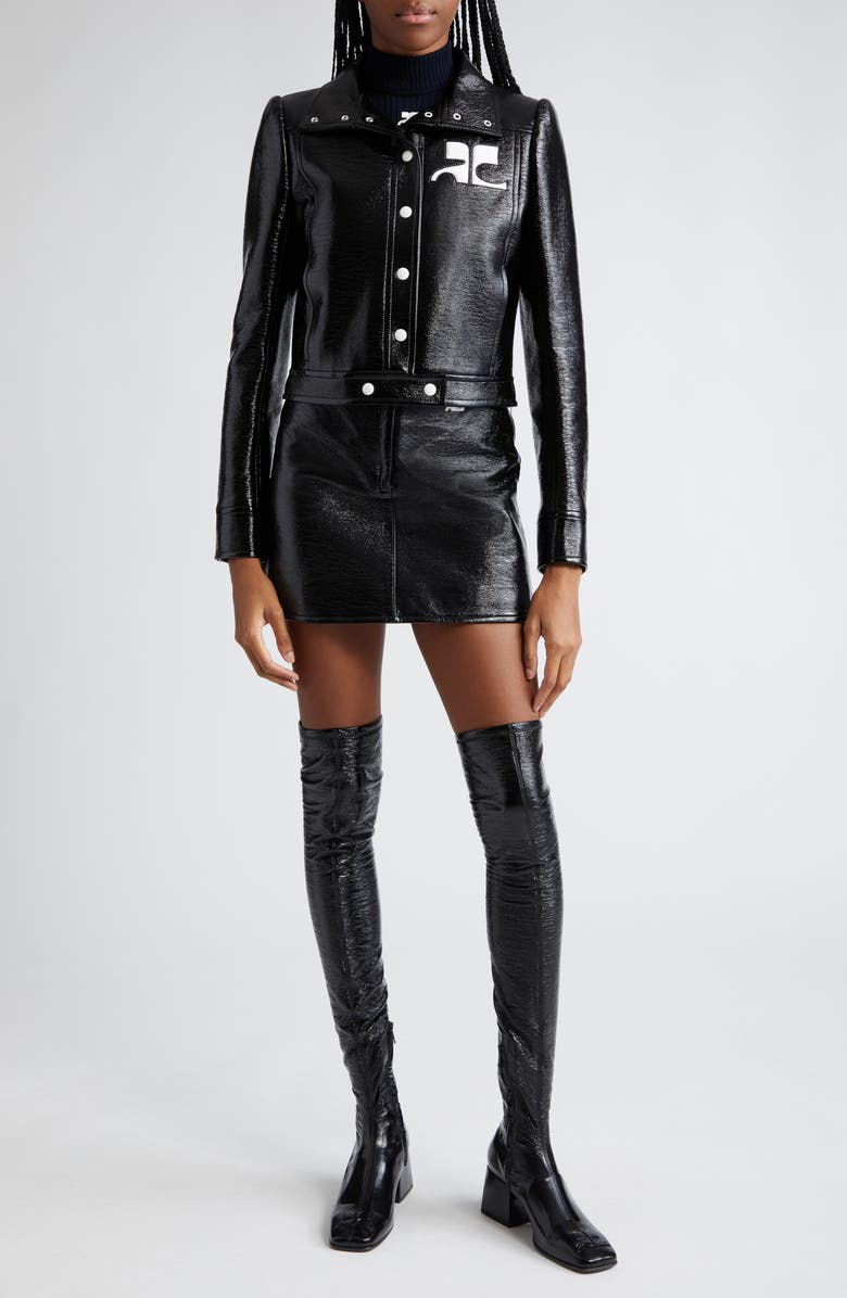 Courrèges Re-Edition Vinyl Jacket, Alternate, color, Black