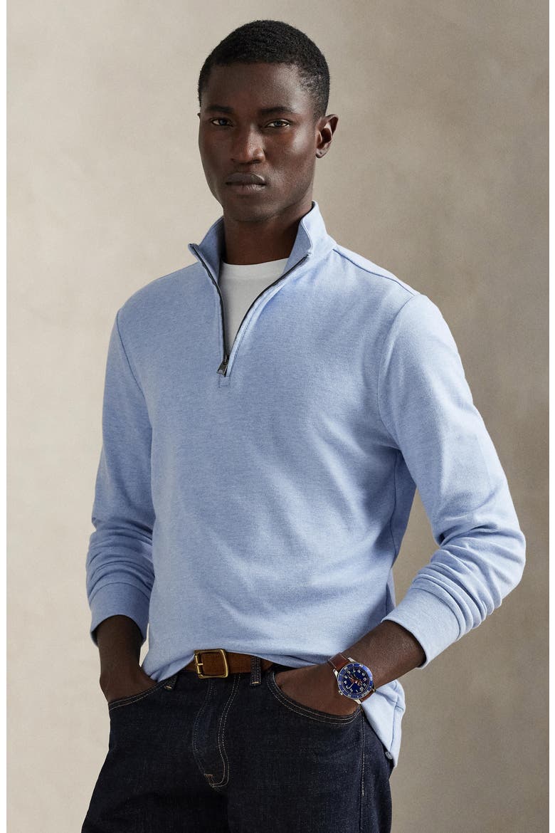 Textured Double Knit Quarter Zip Pullover, Alternate, color, SOFT ROYAL HEATHER/ NEVIS