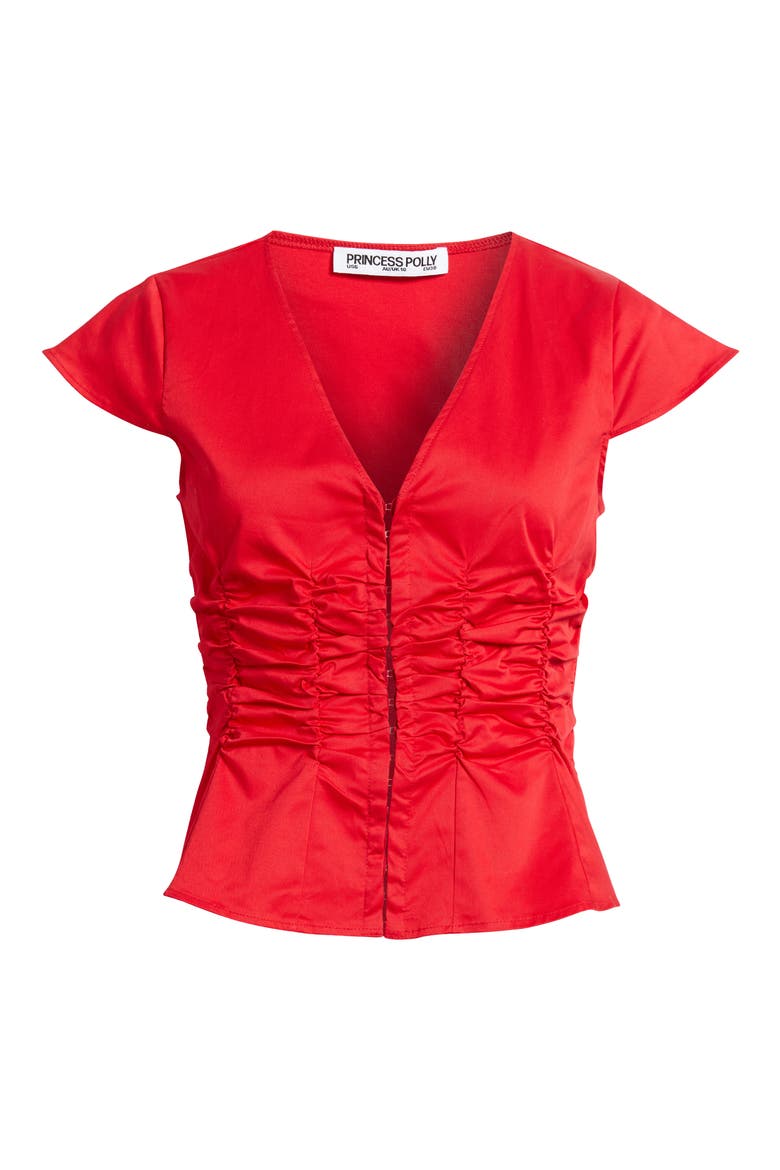 Indulgence Seersucker Corset Top, Alternate, color, RED
