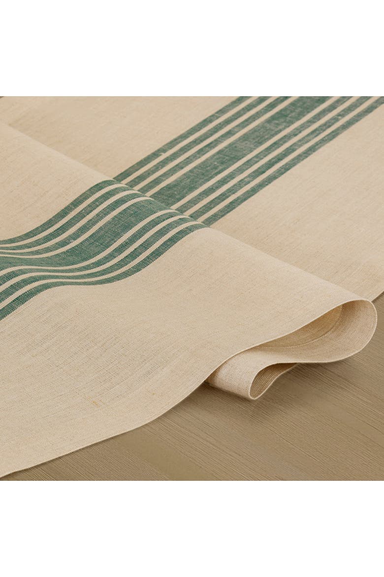 Linen Table Runner - Farmhouse, Alternate, color, Green and Natural