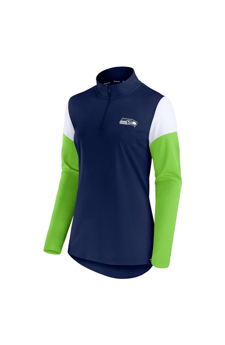 FANATICS Women's Fanatics Branded College Navy/Neon Green Seattle Seahawks Block Party Team Authentic Quarter-Zip Jacket, Alternate, color, 