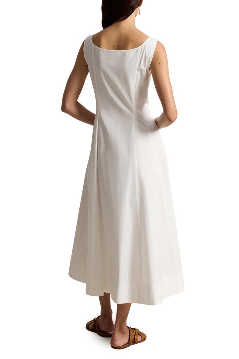 Paneled Cotton Button-Up Midi Dress, Alternate, color, WHITE