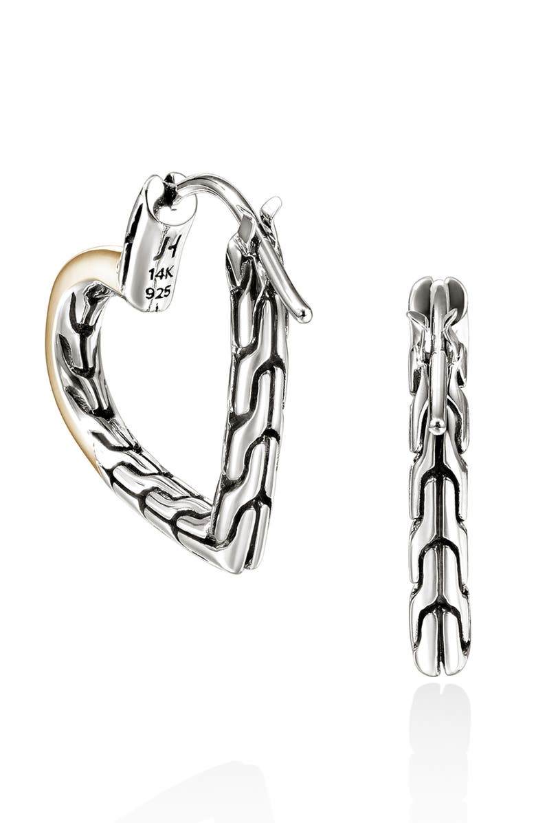 John Hardy Essentials Heart Hoop Earrings, Alternate, color,