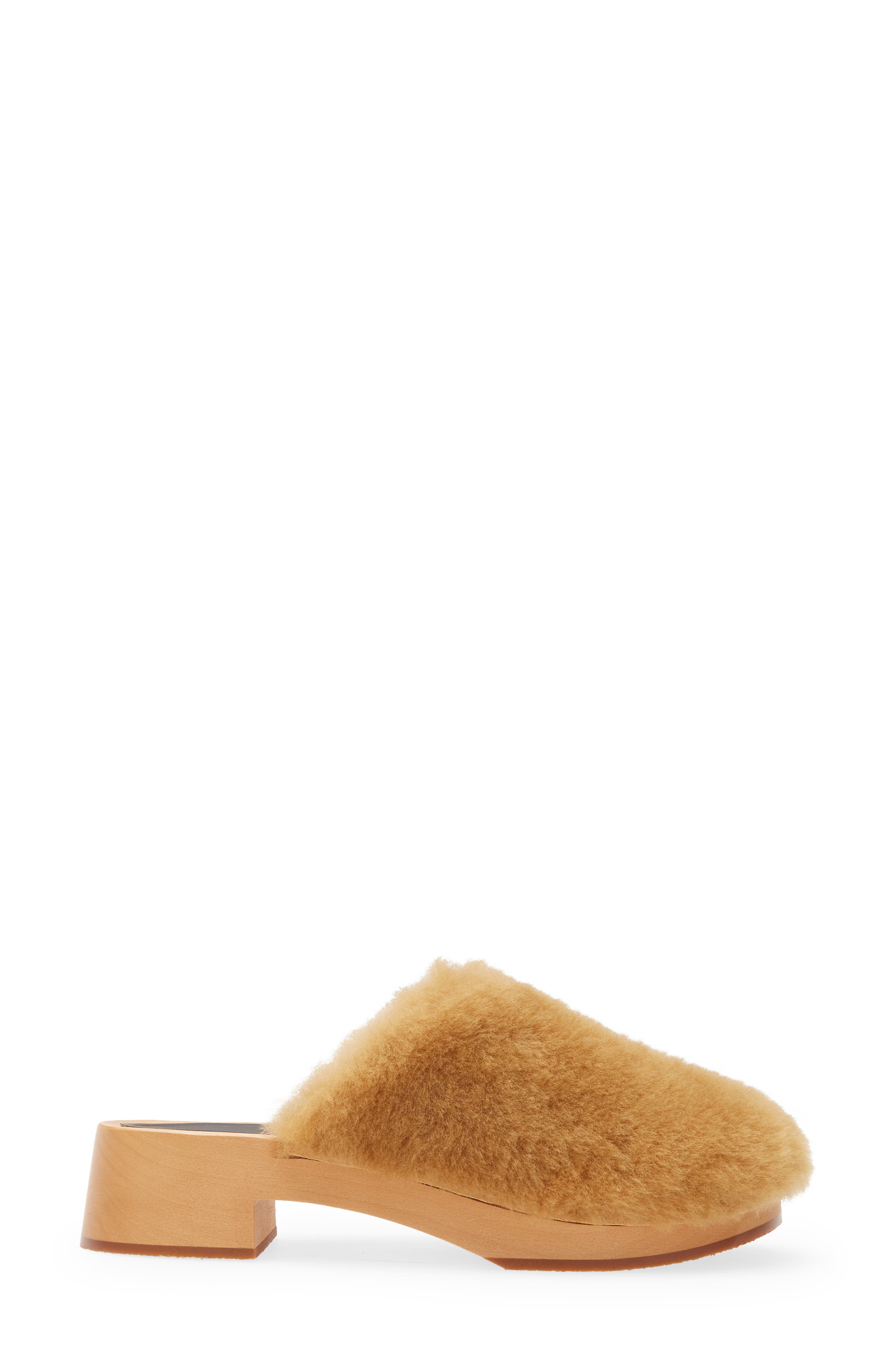 Fluff Genuine Shearling Clog, Alternate, color, NATURE