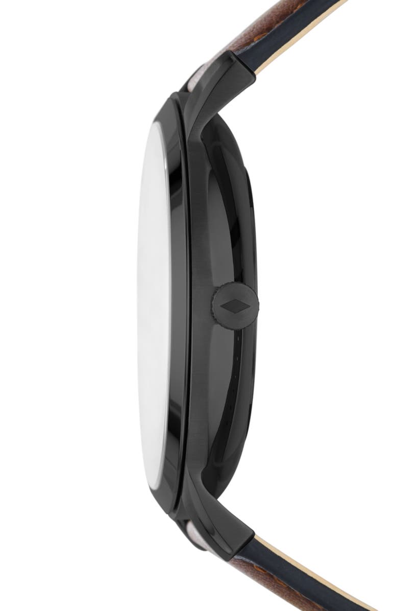 Fossil Minimalist Solar Leather Strap Watch, 42mm, Alternate, color, 