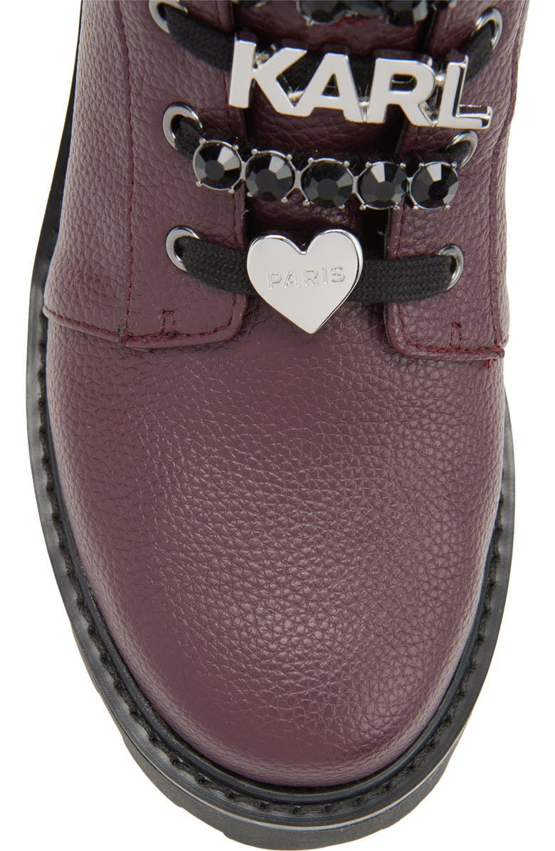 KARL LAGERFELD PARIS Mela Lug Sole Boot, Alternate, color, Wine
