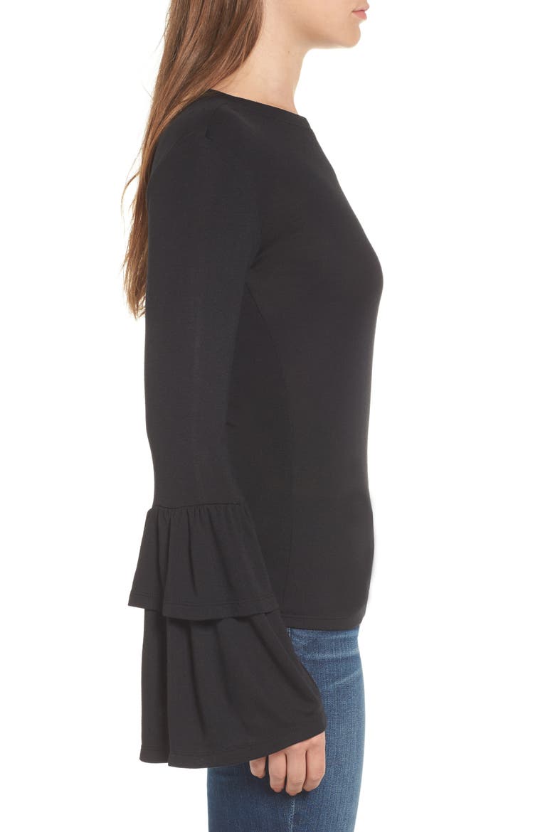 Bell Sleeve Top, Alternate, color, BLACK