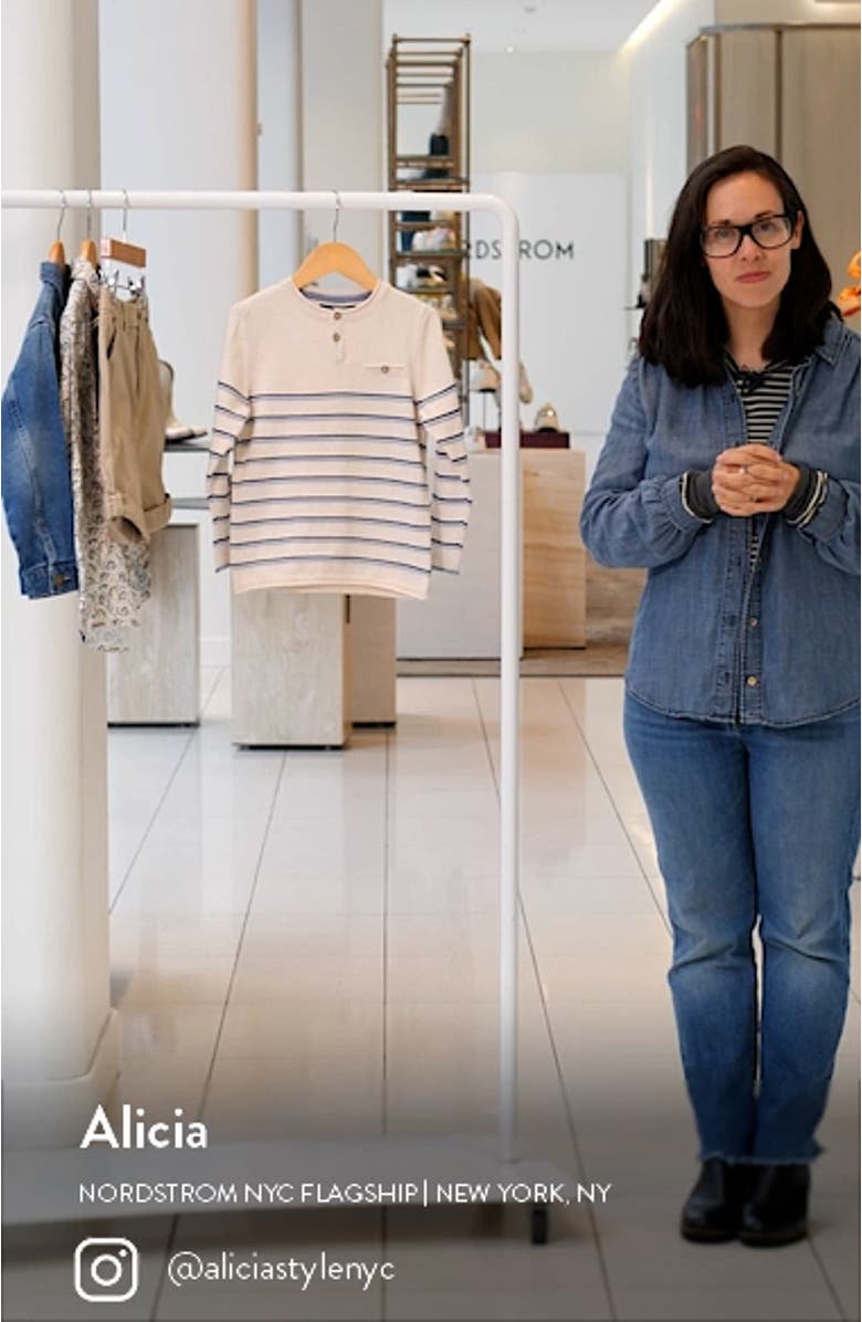 Kids' Stripe Cotton Henley Sweater, sales video thumbnail