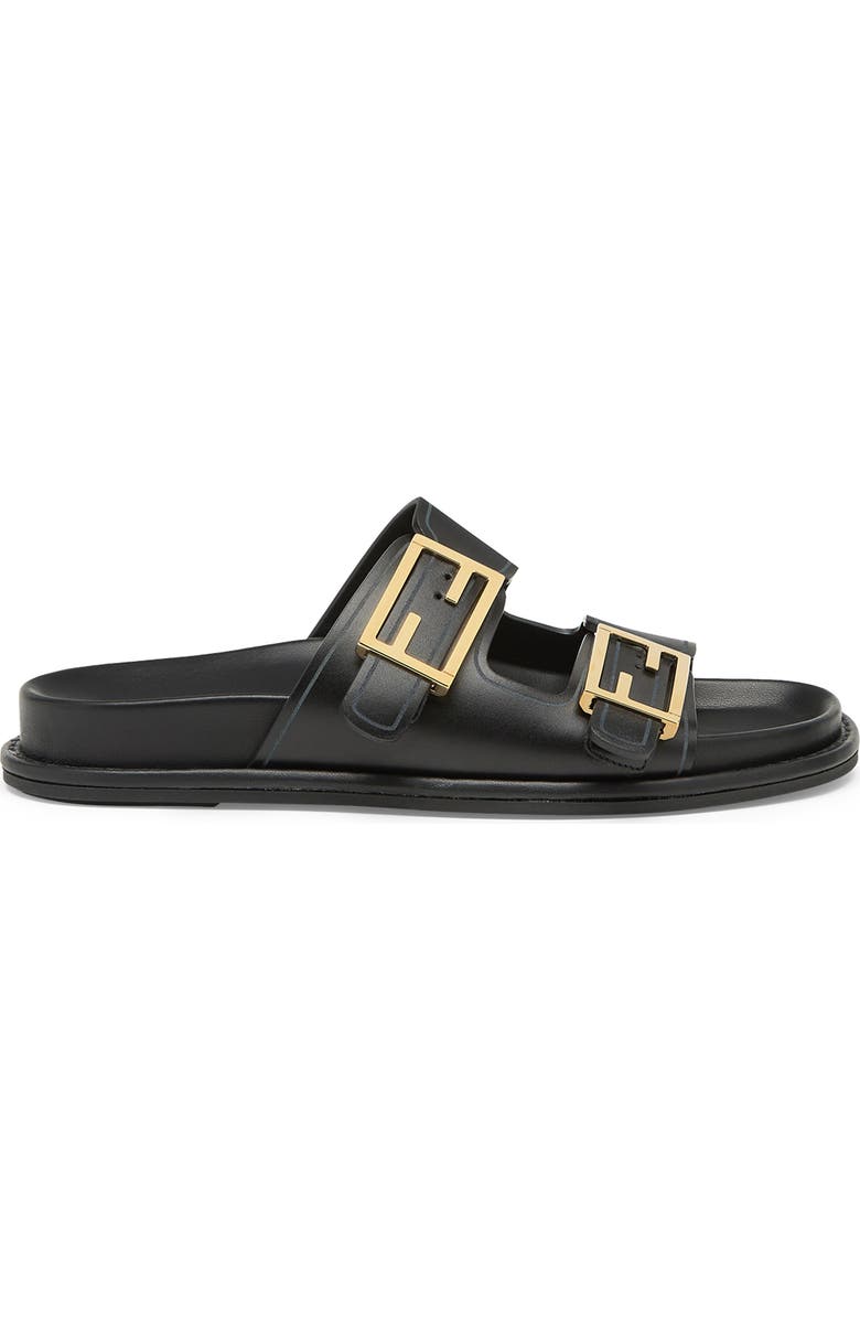 Fendi Feel Dual Strap Slide Sandal, Alternate, color, F0qa1 Nero