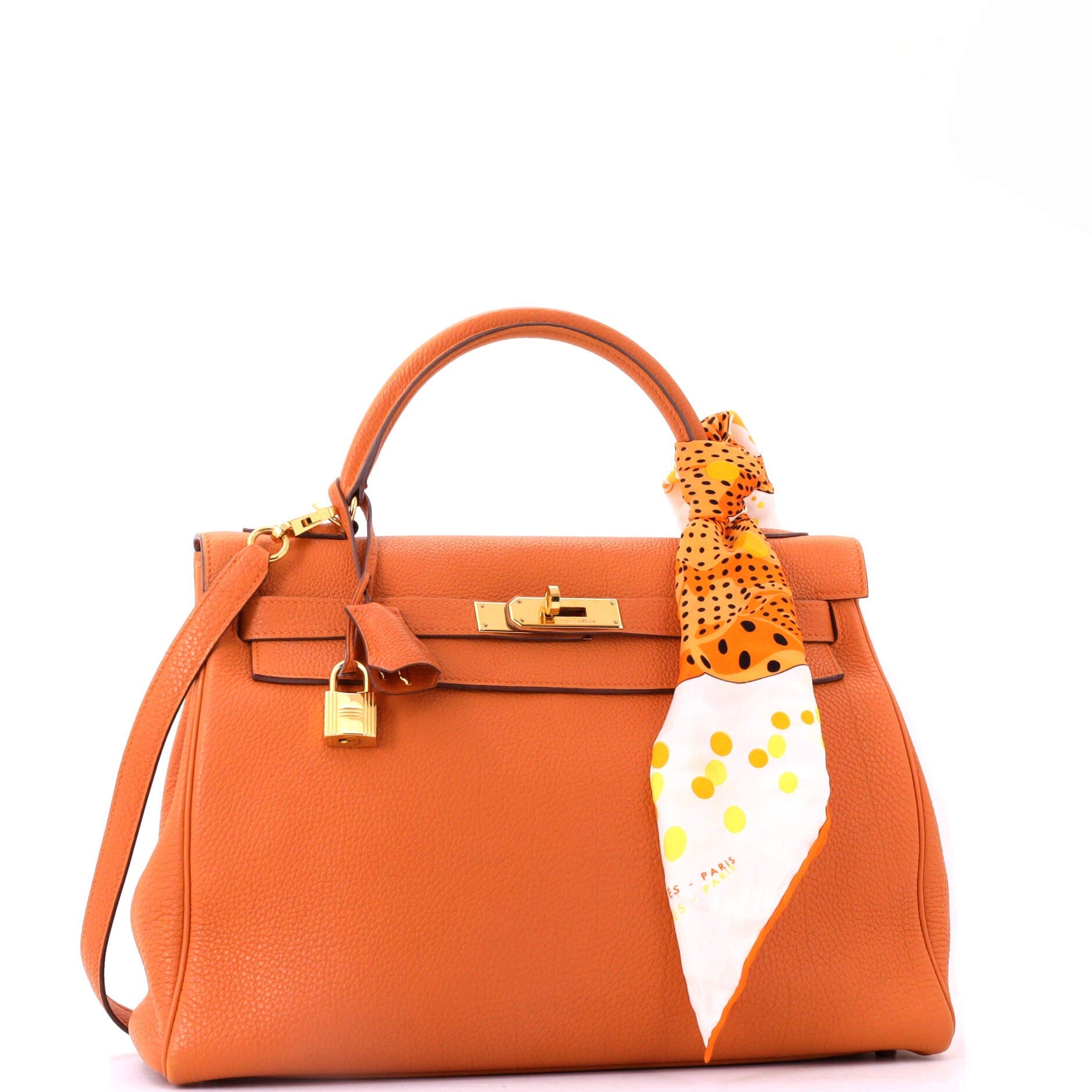 Pre-Owned Hermes Kelly Handbag Orange Togo with Gold Hardware 32, Alternate, color, Potiron