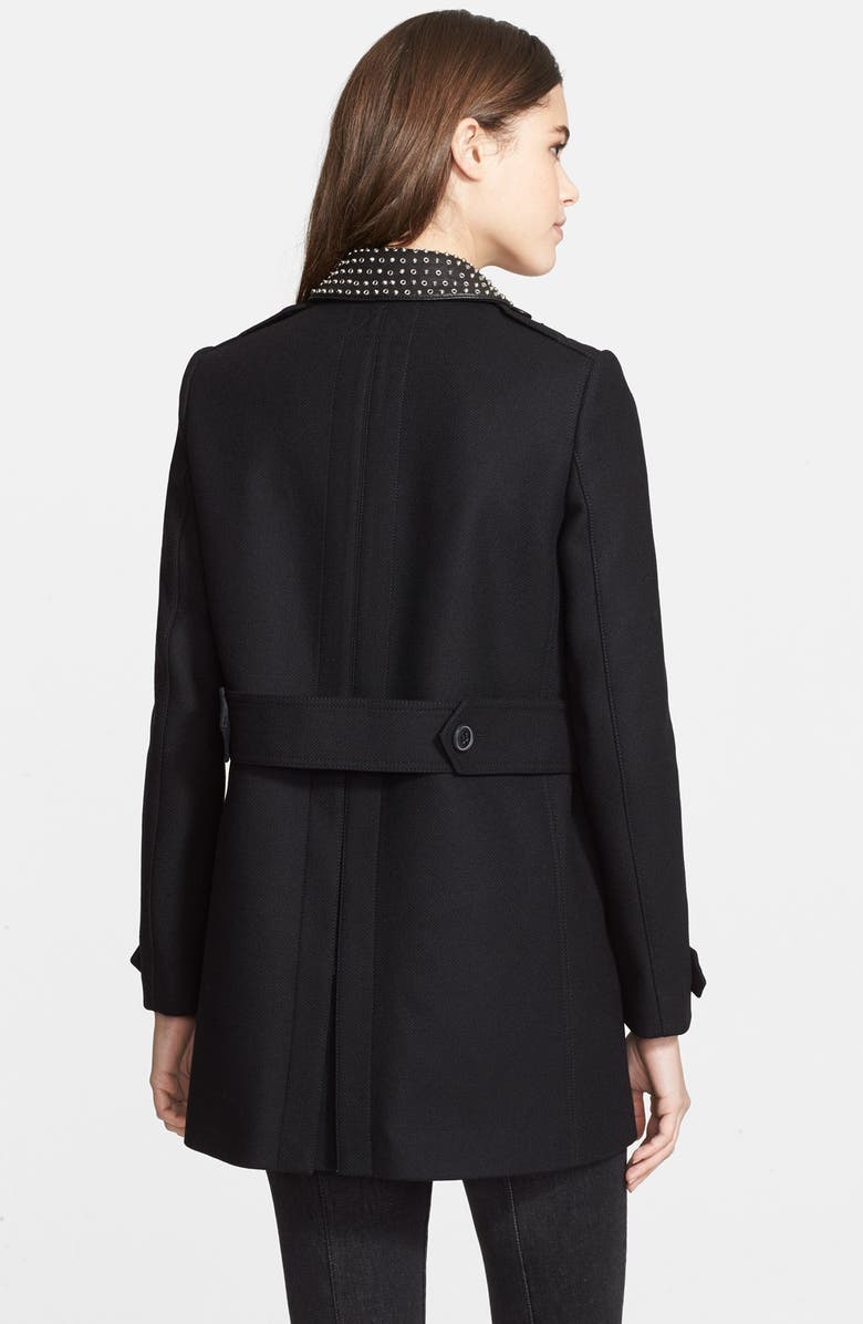 Burberry Brit 'Littleford' Embellished Collar Gabardine Coat, Alternate, color, 