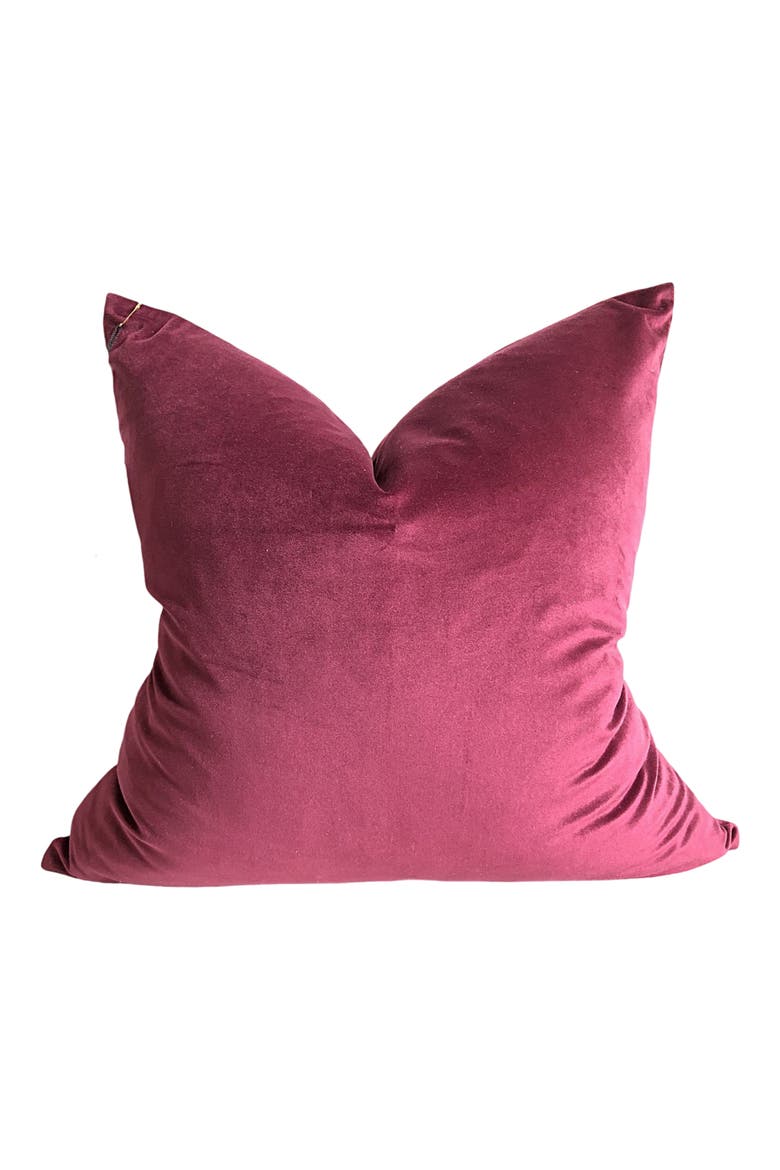 Velvet Accent Pillow Cover, Main, color, PLUM ROSE