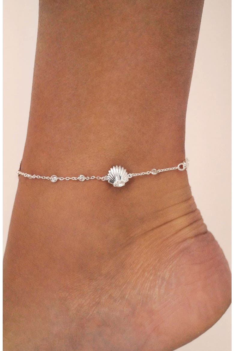 Santorini Shell Anklet, Alternate, color, SILVER