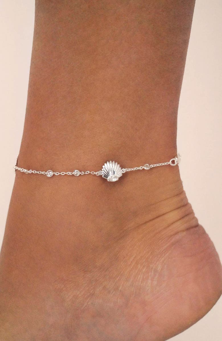 Ettika Santorini Shell Anklet, Alternate, color, Silver