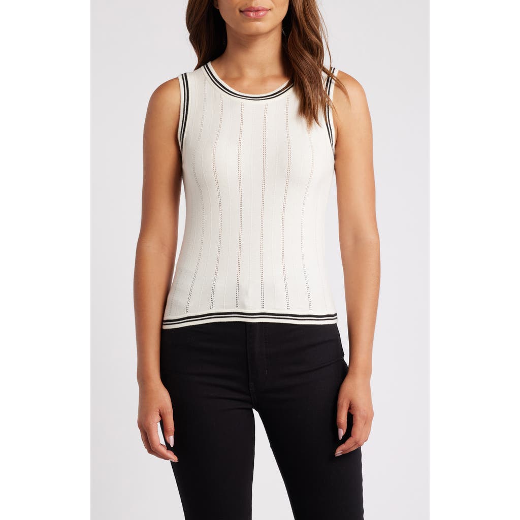 ZOE AND CLAIRE Pointelle Sweater Vest in Ivory