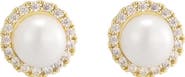 Adornia 14k Gold Plated Faux Pearl Halo Stud Earrings