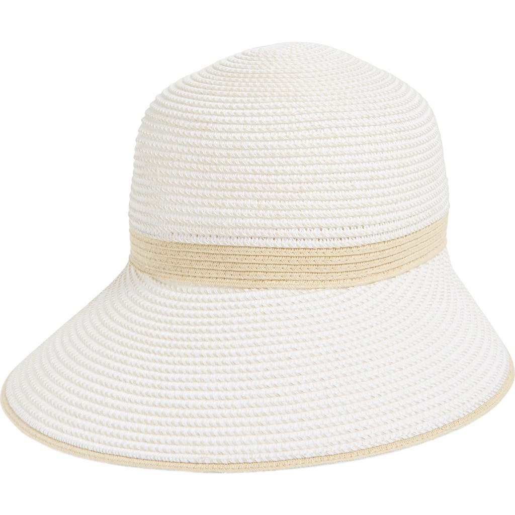 Calvin Klein Tri-color Texture Raffia Straw Reader Hat In Brown